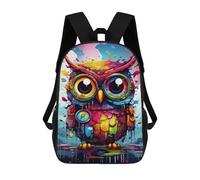 sinyumoney Colorful Painted Owl Art Print Sac À Dos Scolaire Pour Enfants, 43 Cm (17 Pouces), Imprimé En 3D, Pour Garçons, Élèves Du Primaire Et Du Collège
