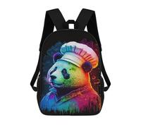 sinyumoney Colorful Panda Chef Art Print Sac À Dos Scolaire Pour Enfants, 43 Cm (17 Pouces), Imprimé En 3D, Pour Garçons, Élèves Du Primaire Et Du Collège