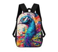 sinyumoney Colorful Peacock Artwork-1 Sac À Dos Imprimé En 3D, Sac D'école Décontracté Et Tendance Pour Enfants, Sac D'école Pour Garçons, Collégiens 17inch