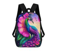 sinyumoney Colorful Peacock Artwork-1 Sacs À Dos Tendance Imprimés En 3D 17inch Sac D'école Décontracté Pour Enfants, Garçons, Élèves Du Primaire Et Du Collège