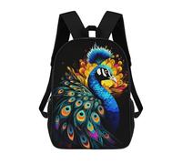 sinyumoney Colorful Peacock Artwork-25 Sac À Dos Scolaire Pour Enfants, Grand Sac À Dos 3D, Cadeau Pour Enfants 17inch