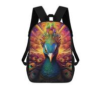 sinyumoney Colorful Peacock Artwork-3 Sac À Dos Pour Garçons Et Adolescents, Sacs À Dos Pour Filles, Sacs À Dos Pour Tout-petits, Sacs À Livres Pour L'école Primaire Et Le Collège 17inch