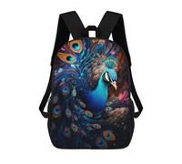 sinyumoney Colorful Peacock Artwork Sac À Dos Scolaire Pour Enfants, Sac À Dos De Voyage Décontracté, Grand Sac À Dos Pour Garçons Et Filles 17inch