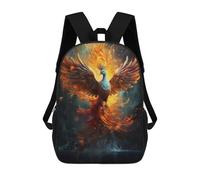 sinyumoney Colorful Phoenix Bird Fire Sacs À Dos Imprimés En 3D Pour Enfants 17inch Sacs À Dos Tendance Et Décontractés Pour La Journée, Sacs De Voyage, Sacs À Dos D'extérieur Pour Garçons Et Filles