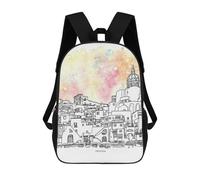 sinyumoney Colorful Procida Sac À Dos Scolaire Pour Adolescents, Imprimé En 3D, Ajustable, À Poches Tendance, Pour Enfants, Garçons, Filles, Étudiants Et Adolescents 17inch