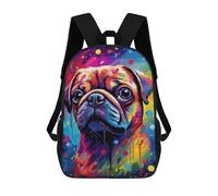 sinyumoney Colorful Pug Art Print-26 17inch Sacs À Dos Scolaires Imprimés En 3D - Sacs À Dos Tendance Pour Garçons Du Primaire Et Du Collège