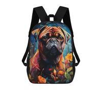 sinyumoney Colorful Pug in Flowers Sacs À Dos Pour Enfants, Cartables Imprimés En 3D, Sacs À Dos Pour Élèves Du Primaire Et Du Collège (garçons Et Filles) 17inch