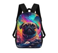 sinyumoney Colorful Pug in Space 17inch Sacs À Dos Scolaires Imprimés En 3D - Sacs À Dos Tendance Pour Garçons Du Primaire Et Du Collège