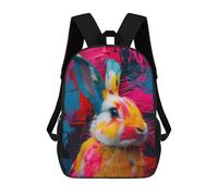 sinyumoney Colorful Rabbit Painting Sacs À Dos Pour Enfants, Cartables, Sacs À Dos Scolaires Imprimés En 3D, Sacs À Dos De Voyage Tendance Pour Enfants (primaire, Collège) 17inch