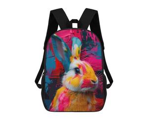 sinyumoney Colorful Rabbit Painting Sacs À Dos Pour Enfants, Cartables, Sacs À Dos Scolaires Imprimés En 3D, Sacs À Dos De Voyage Tendance Pour Enfants (primaire, Collège) 17inch