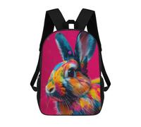 sinyumoney Colorful Rabbit Portrait Sac À Dos Scolaire Pour Enfants Imprimé En 3D, Idéal Pour Les Voyages Et Les Lectures, Pour Les Garçons Et Les Élèves Du Primaire 17inch