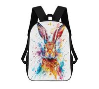 sinyumoney Colorful Rabbit Watercolor Sacs À Dos Pour Enfants, Cartables Imprimés En 3D, Sacs À Dos Pour Élèves Du Primaire Et Du Collège (garçons Et Filles) 17inch