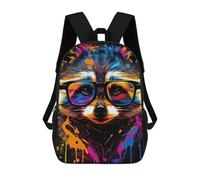 sinyumoney Colorful Raccoon Art Print-1 Sac À Dos Scolaire Imprimé En 3D Pour Enfants, Sac À Dos De Voyage, Sac Tendance Et Décontracté Pour Écoliers 17inch