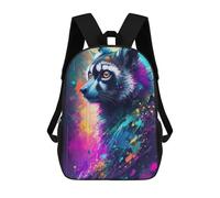 sinyumoney Colorful Raccoon Art Print-2 17inch Sacs À Dos Scolaires Imprimés En 3D - Sacs À Dos Tendance Pour Garçons Du Primaire Et Du Collège