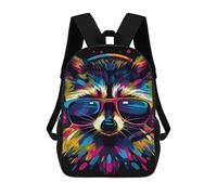 sinyumoney Colorful Raccoon Art Print-3 17inch Sacs À Dos Scolaires Imprimés En 3D - Sacs À Dos Tendance Pour Garçons Du Primaire Et Du Collège