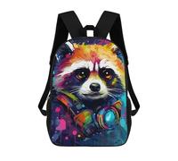sinyumoney Colorful Raccoon Art Print Sacs À Dos Imprimés En 3D Pour Enfants 17inch Sacs À Dos Tendance Et Décontractés Pour La Journée, Sacs De Voyage, Sacs À Dos D'extérieur Pour Garçons Et Filles