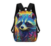 sinyumoney Colorful Raccoon Artwork-8 Sac À Dos Imprimé En 3D, Sac D'école Décontracté Et Tendance Pour Enfants, Sac D'école Pour Garçons, Collégiens 17inch