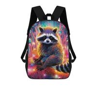 sinyumoney Colorful Raccoon Fantasy Sac À Dos Scolaire Pour Enfants 17 Pouces, Sac À Dos Décontracté Pour Les Voyages, Grand Sac À Dos De Jour Pour Garçons Et Filles 17inch