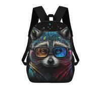sinyumoney Colorful Raccoon Glasses Art Sac À Dos Scolaire Imprimé En 3D Pour Enfants, Sac À Dos De Voyage Tendance Et Décontracté Pour Écoliers 17inch