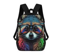 sinyumoney Colorful Raccoon Glasses Art Sac À Dos Scolaire Pour Enfants, Imprimé En 3D, Pour Garçons, Élèves Du Primaire Et Du Collège 17inch