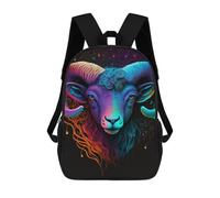 sinyumoney Colorful Ram Head Art Print-2 Sacs À Dos Pour Enfants, Sac À Dos Scolaire Imprimé En 3D Pour Enfants, Sac À Dos De Voyage, Sac À Livres Pour Enfants 17inch Sac D'école