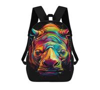 sinyumoney Colorful Rhino Illustration 17inch Sacs À Dos Scolaires Imprimés En 3D - Sacs À Dos Tendance Pour Garçons Du Primaire Et Du Collège