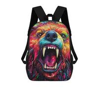 sinyumoney Colorful Roaring Bear Art -1 Sac À Dos Imprimé En 3D, Sac D'école Décontracté Et Tendance Pour Enfants, Sac D'école Pour Garçons, Collégiens 17inch
