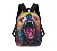 sinyumoney Colorful Roaring Bear Art Sac À Dos Imprimé 3D Pour Enfants, Sac À Dos Léger Pour Écoliers Et Écoliers, Sac À Goûter Pour La Crèche 17inch