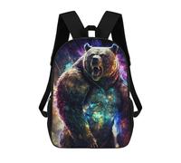 sinyumoney Colorful Roaring Bear Artwork Sacs À Dos, Sac À Dos Enfant, Sac D'école, Sac À Dos De Voyage Imprimé En 3D, Accessoire De Mode, Sac À Dos Imperméable Pour Enfants 17inch