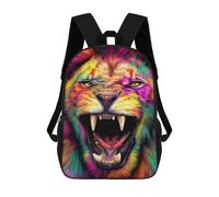 sinyumoney Colorful Roaring Lion Art Print-2 Sac À Dos Scolaire Pour Enfants 17 Pouces, Sac À Dos Décontracté Pour Les Voyages, Grand Sac À Dos De Jour Pour Garçons Et Filles 17inch