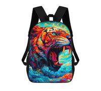 sinyumoney Colorful Roaring Tiger Artwork Sac À Dos Scolaire Pour Enfants, Imprimé En 3D, Sac À Dos Tendance Pour Garçons, Élèves Du Primaire Et Du Collège 17inch