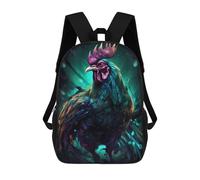 sinyumoney Colorful Rooster Illustration Sac À Dos Scolaire Pour Adolescents, Imprimé En 3D, Ajustable, À Poches Tendance, Pour Enfants, Garçons, Filles, Étudiants Et Adolescents 17inch