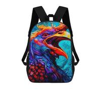 sinyumoney Colorful Rooster Portrait Sac À Dos Imprimé 3D Pour Enfants, Sac À Dos Léger Pour Écoliers Et Écoliers, Sac À Goûter Pour La Crèche 17inch