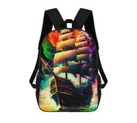 sinyumoney Colorful Sailing Ship Artwork Sac À Dos Imprimé En 3D, Sac D'école Décontracté Et Tendance Pour Enfants, Sac D'école Pour Garçons, Collégiens 17inch