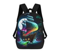 sinyumoney Colorful Sailing Ship at Night Sac À Dos Scolaire Imprimé En 3D Pour Enfants, Sac À Dos De Voyage, Sac Tendance Et Décontracté Pour Écoliers 17inch