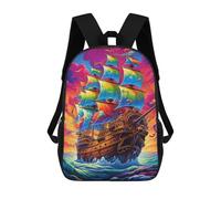 sinyumoney Colorful Sailing Ship Sac À Dos Enfant, Cartable, Sacs À Dos Scolaires Imprimés En 3D Pour Élèves Du Primaire Et Du Collège, Cadeau D'anniversaire Pour Adolescents 17inch