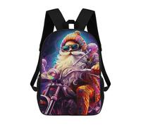 sinyumoney Colorful Santa on Motorcycle -1 Sac À Dos Scolaire Pour Enfants, Imprimé En 3D, Sac À Dos Tendance Pour Garçons, Élèves Du Primaire Et Du Collège 17inch