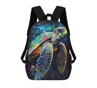 sinyumoney Colorful Sea Turtle Art Print-1 Sac À Dos Scolaire Pour Enfants, Imprimé En 3D, Sac À Dos Tendance Pour Garçons, Élèves Du Primaire Et Du Collège 17inch