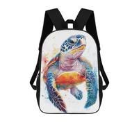sinyumoney Colorful Sea Turtle Watercolor Sac À Dos Scolaire Imprimé En 3D, Sac À Dos Décontracté Pour Enfants, Sac D'école Imprimé En 3D Pour Garçons, Primaire Et Collège 17inch