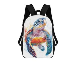 sinyumoney Colorful Sea Turtle Watercolor Sac À Dos Scolaire Imprimé En 3D, Sac À Dos Décontracté Pour Enfants, Sac D'école Imprimé En 3D Pour Garçons, Primaire Et Collège 17inch