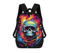 sinyumoney Colorful Skull Art Print Sac À Dos Scolaire Pour Enfants, 43 Cm (17 Pouces), Imprimé En 3D, Pour Garçons, Élèves Du Primaire Et Du Collège