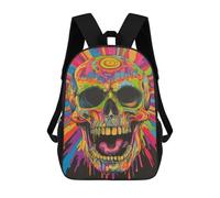 sinyumoney Colorful Skull Art Print Sacs À Dos Pour Enfants, Sac À Dos Scolaire Imprimé En 3D Pour Enfants, Sac À Dos De Voyage, Sac À Livres Pour Enfants 17inch Sac D'école