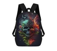 sinyumoney Colorful Skull Artwork -1 Sacs À Dos Pour Enfants, Cartables 3D Personnalisés Pour Garçons Et Filles, Grands Sacs À Dos Scolaires Décontractés 17inch