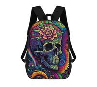 sinyumoney Colorful Skull Artwork-3 Sac À Dos Pour Garçons Et Adolescents, Sacs À Dos Pour Filles, Sacs À Dos Pour Tout-petits, Sacs À Livres Pour L'école Primaire Et Le Collège 17inch