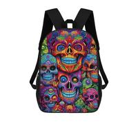 sinyumoney Colorful Skull Artwork Sac À Dos Enfant, Cartable, Sacs À Dos Scolaires Imprimés En 3D Pour Élèves Du Primaire Et Du Collège, Cadeau D'anniversaire Pour Adolescents 17inch