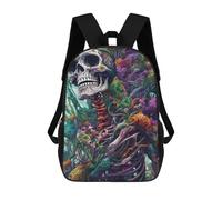 sinyumoney Colorful Skull Illustration Sac À Dos Scolaire Pour Enfants, Sac À Dos De Voyage Décontracté, Grand Sac À Dos Pour Garçons Et Filles 17inch
