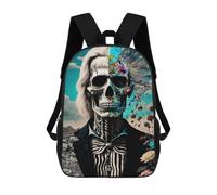 sinyumoney Colorful Skull in Black And White Suit Sac À Dos Scolaire Imprimé En 3D Pour Enfants, Sac À Dos De Voyage, Sac Tendance Et Décontracté Pour Écoliers 17inch