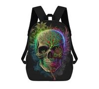 sinyumoney Colorful Skull with Nature Elements Sac À Dos Scolaire Imprimé En 3D Pour Garçons Et Filles, Sac À Dos Pour Enfants, Sac De Voyage 17inch