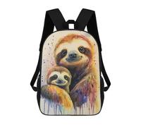 sinyumoney Colorful Sloth Family Art Print Sacs À Dos Tendance Imprimés En 3D 17inch Sac D'école Décontracté Pour Enfants, Garçons, Élèves Du Primaire Et Du Collège