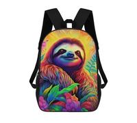 sinyumoney Colorful Sloth in Flowers Sacs À Dos Scolaires Pour Garçons Et Filles, Sacs À Dos Décontractés Pour Le Sport, Sacs À Dos De Grande Capacité Pour L'école Primaire 17inch